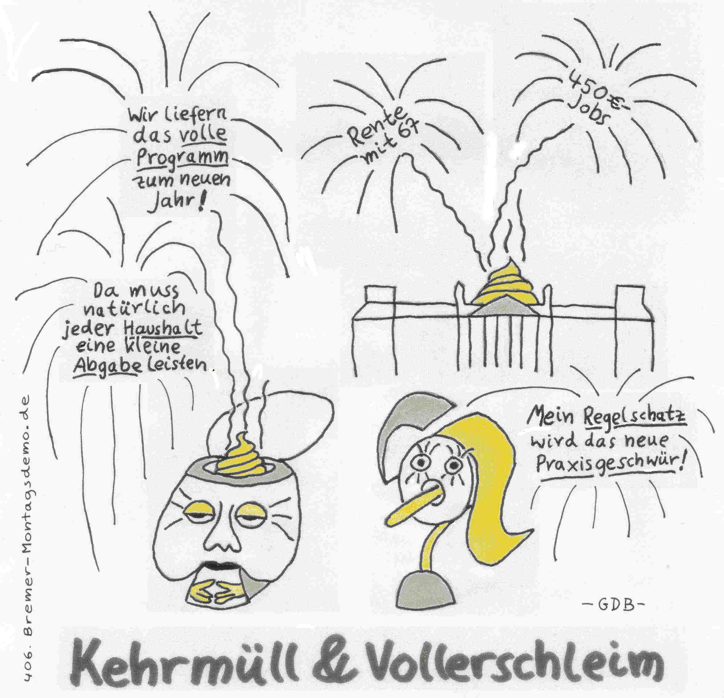 Neujahrscartoon mit Angela Merkel und Ursula von der Leyen