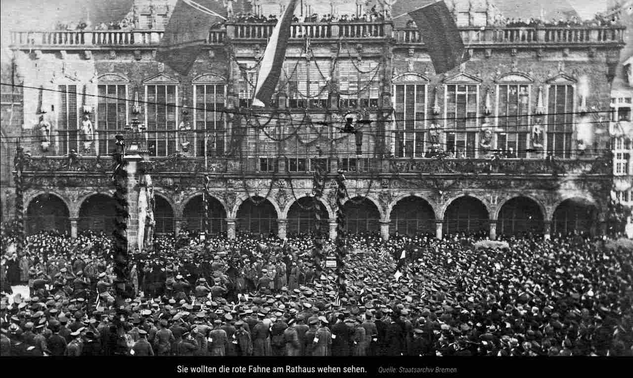 Sie wollten die rote Fahne am Rathaus wehen sehen (Quelle: Staatsarchiv Bremen)