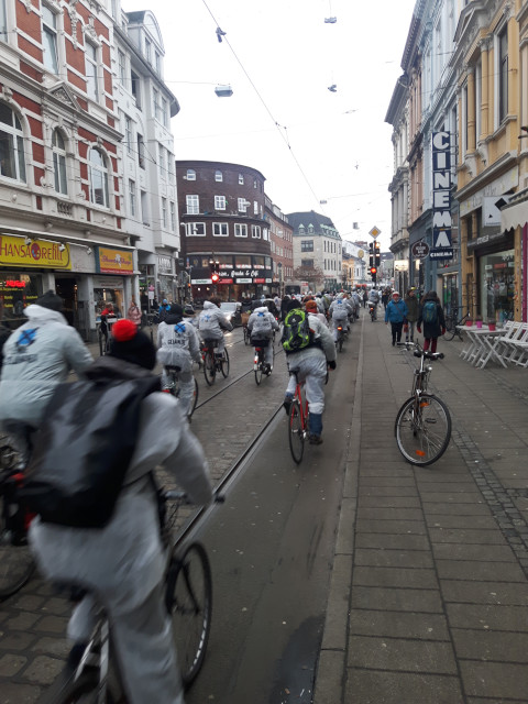 Fahrraddemo 'Critical Mass': 'Kohle stoppen, Hambi bleibt!'